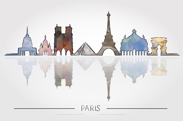 Paris skyline detailed silhouette