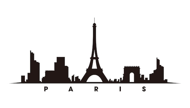 Paris skyline and landmarks silhouette vector