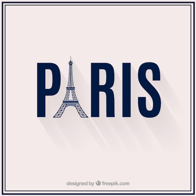 Vector paris text with tower eiffel