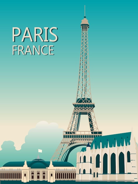 Vector paris travel poster