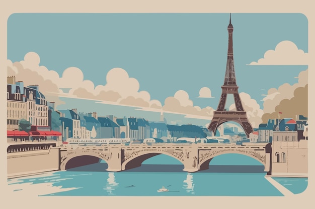 Путешествие в Париж винтажная иллюстрация отдых