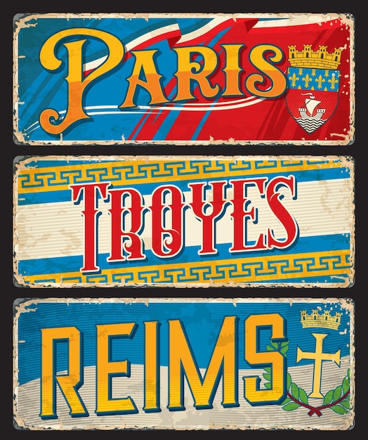 Paris troyes reims french city travel stickers