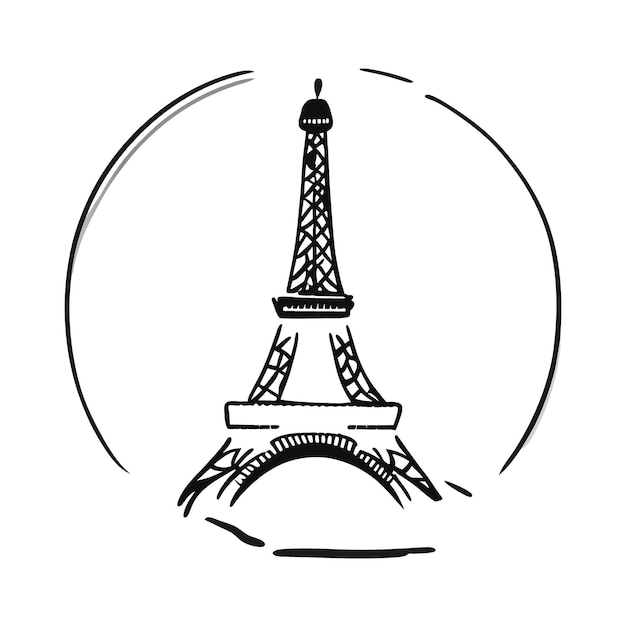 Vettore illustrazione vettoriale di parigi doodle line art