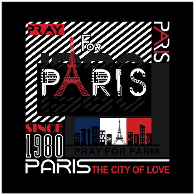 Paris vector illustration and typography