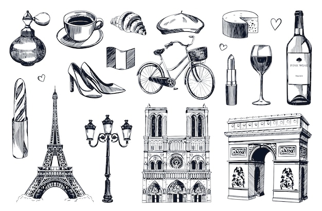 parisian icons: a collection of french symbols