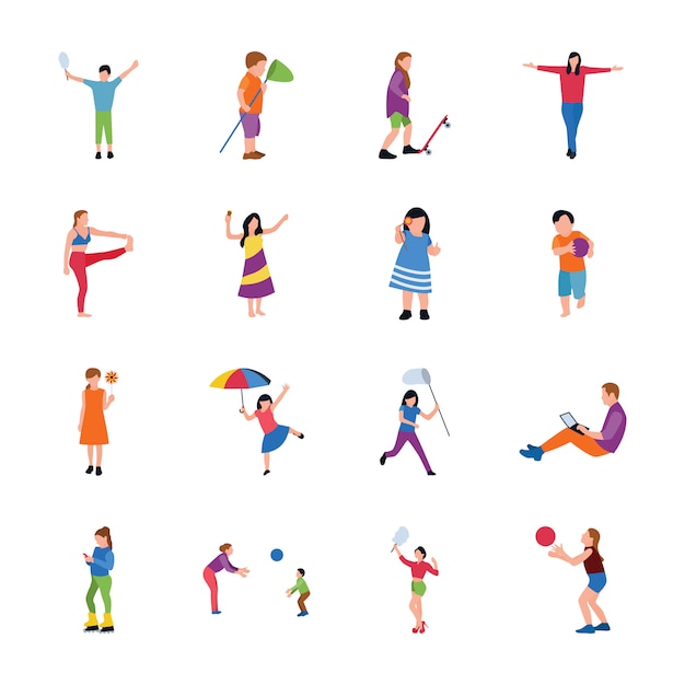 Park Activities Flat Icons Set