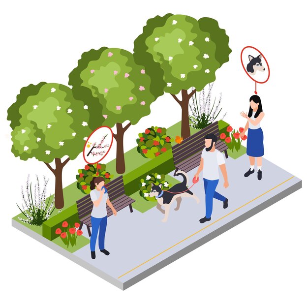 Vector park allergy isometric composition