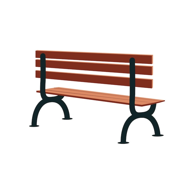 Vector park bench isolated on white background vector illustration back view