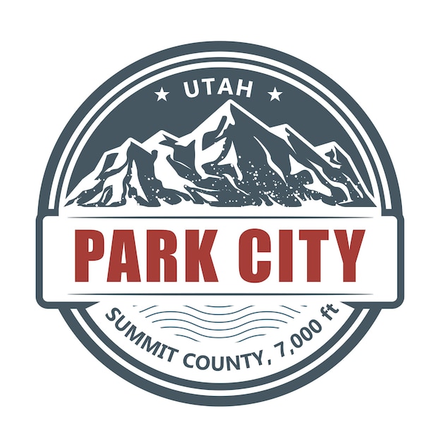 Vector park city utah ski resort postzegel embleem met sneeuw bedekte bergen vector