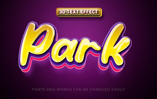 Vector park colorful 3d editable text effect style