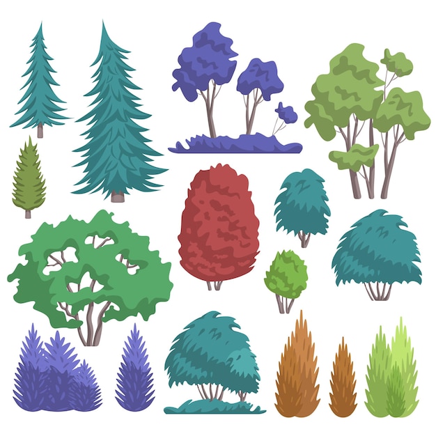 Vector park forest tree collection