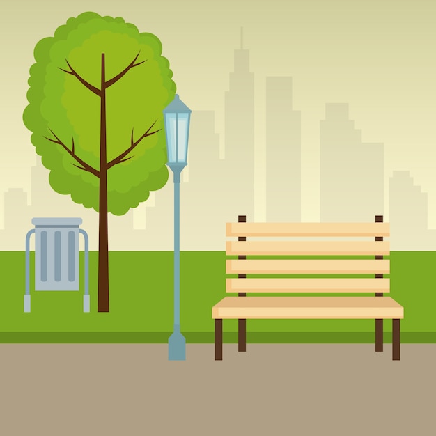 Vector park scene outdoor icons