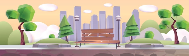 Park stad landschap buiten vector openbare natuurlijke skyline cartoon