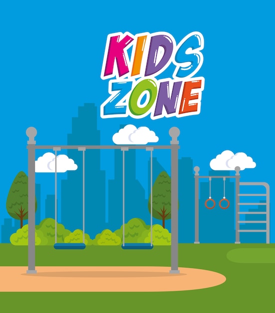 Vector park with kid zone scene