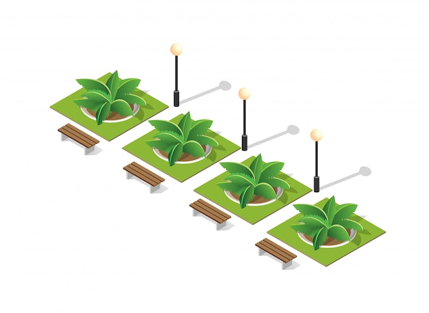 Vector parkeer de natuur met bomenlandschap