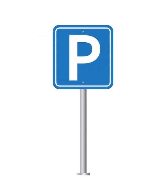 Parkeren verkeersbord. Parkeerplaats voor auto.