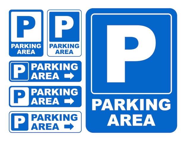 Parking Area Sign Symbol Vector Set