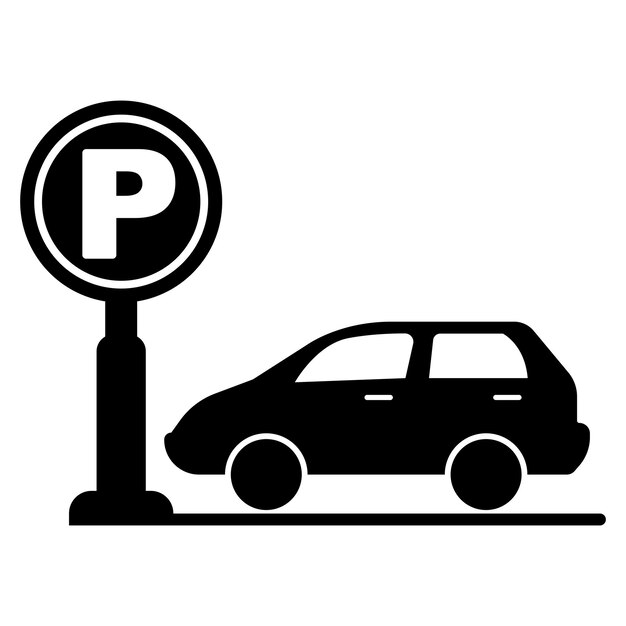 駐車場の交通標識アイコンのベクトルイラストシンボルデザイン