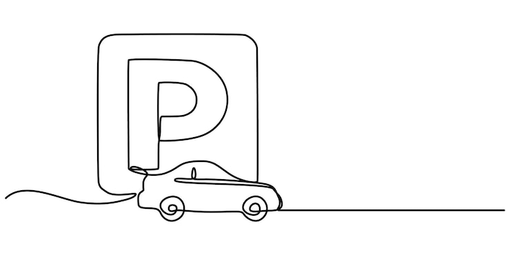 Vector parking continuous line one drawing pro vector illustration parking icon one line vector drawing