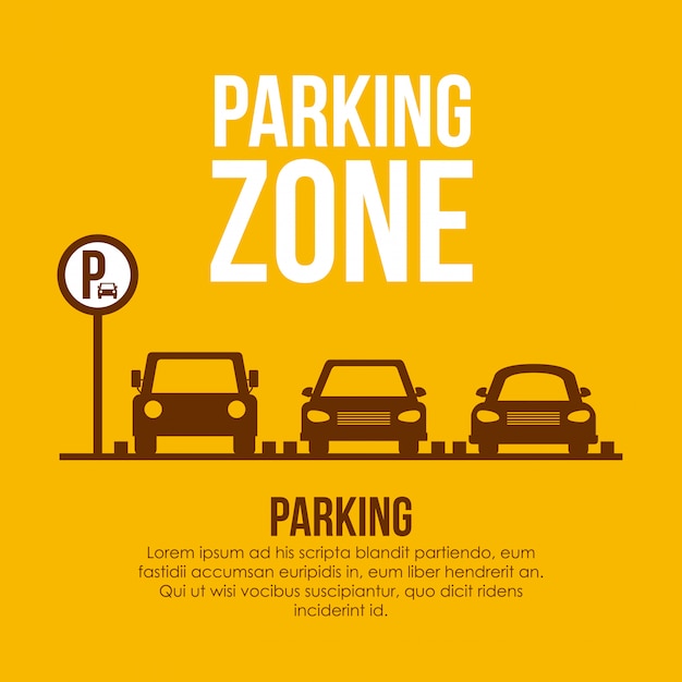 Vector parking design over yellow illustration