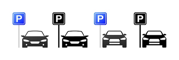 Vector parking icons different styles car in parking p parking icons vector icons