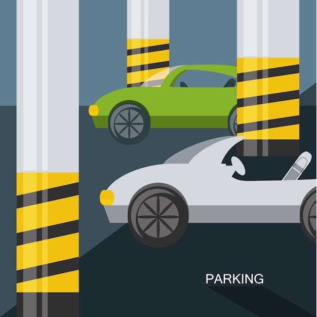 Parking lot design of basement parking colorful design