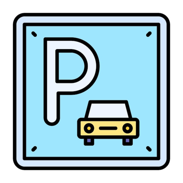 Parking Sign Flat Illustration