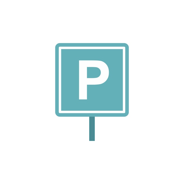 Parking sign icon in flat style isolated on white background Place symbol