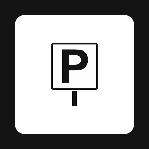 Parking sign icon in simple style isolated on white background Place symbol