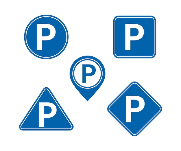 Parking sign over white background. Vector set parking icons