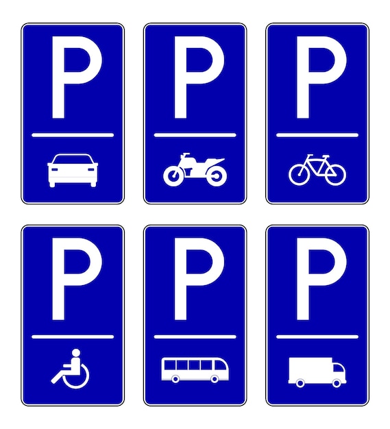 Vector parking signs on pack vector design