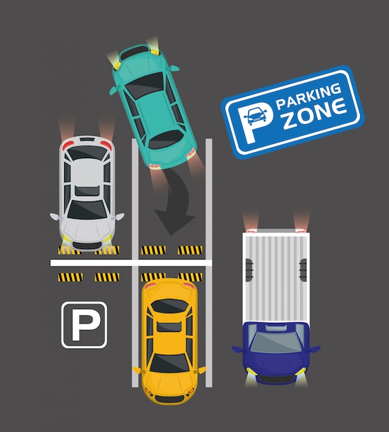 Parking zone air view scene