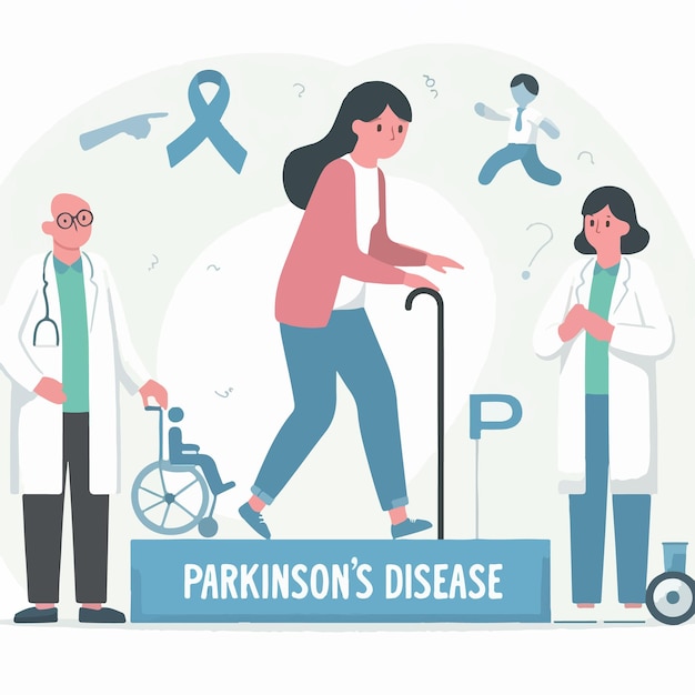 Parkinson-ziekte vlak getekende vector illustratie ziekteconcept