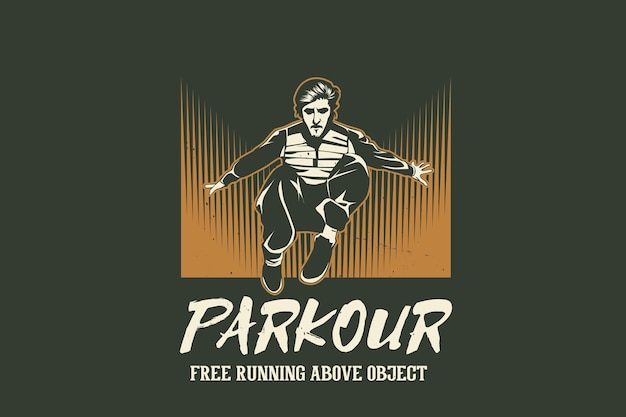 Parkour free running boven object silhouet ontwerp