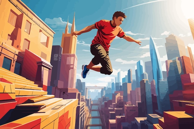 Vettore città dell'illustrazione del parkour