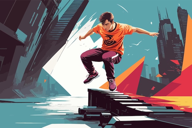 Vettore città dell'illustrazione del parkour