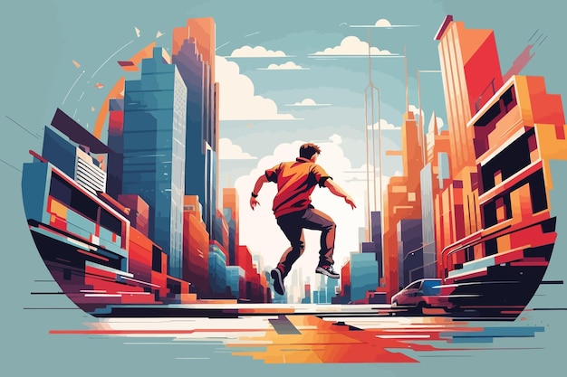 Vettore città dell'illustrazione del parkour