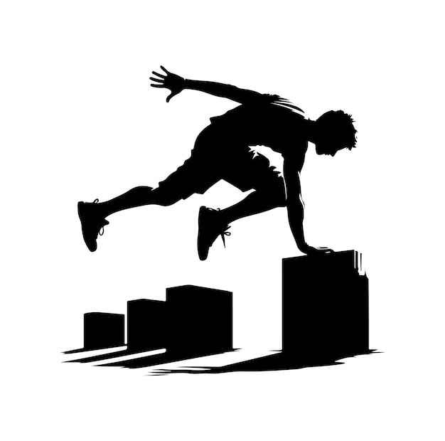 Графическая векторная иллюстрация силуэта parkour