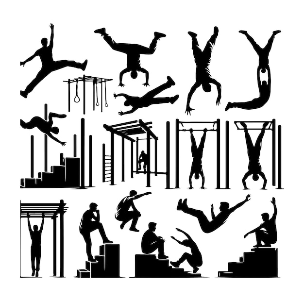 Vector parkour silhouette