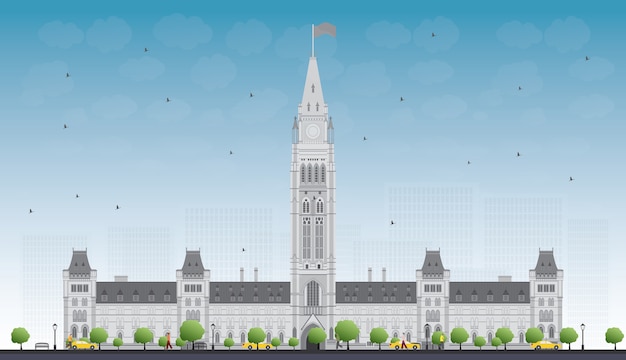 Parlementsgebouw in ottawa, canada. illustratie. bedrijfsreis- en toerismeconcept met historisch gebouw. afbeelding voor presentatie banneraanplakbiljet en website.