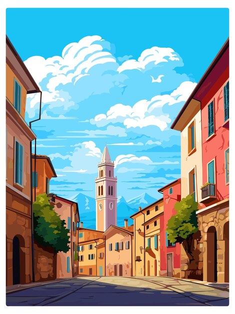 Parma Italië Vintage reisposter Souvenir postkaart Portret schilderij WPA illustratie