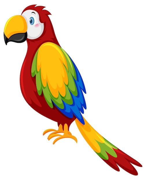 Uccello pappagallo in stile cartone animato