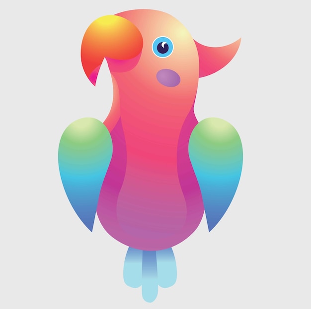 Логотип Parrot Bird Gradient, Логотип талисмана Parrot Bird, Минимальный логотип Cute Bird, Красочный логотип Bird