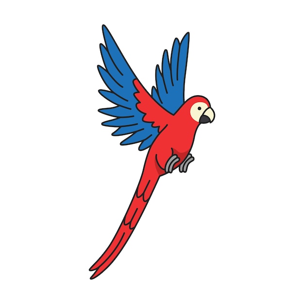 Parrot cartoon icoon Platte illustratie van papegaai vector icoon voor webontwerp