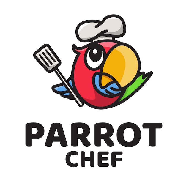 Parrot Chef schattig Logo sjabloon