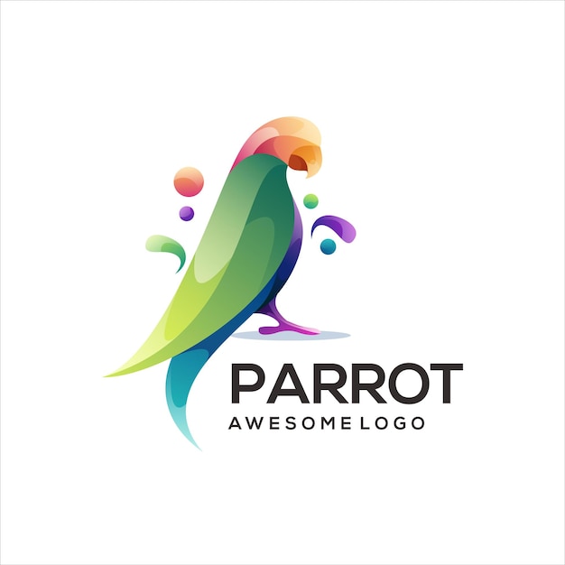 Vector parrot colorful logo gradient illustration