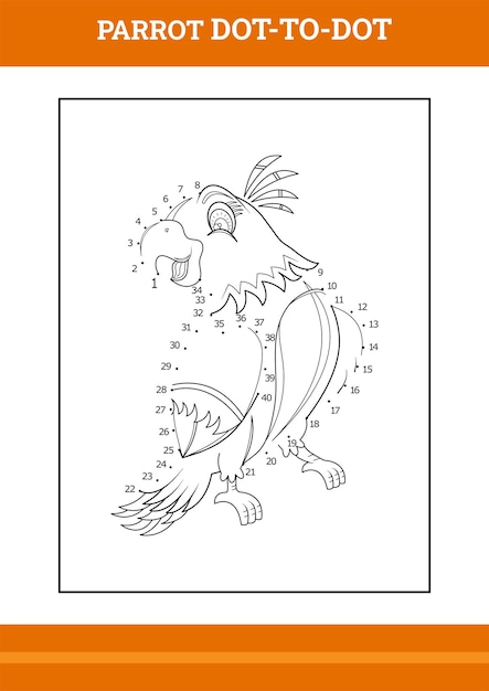 Parrot connect the dot kleurboek Line art design voor kinderen afdrukbare kleurplaat