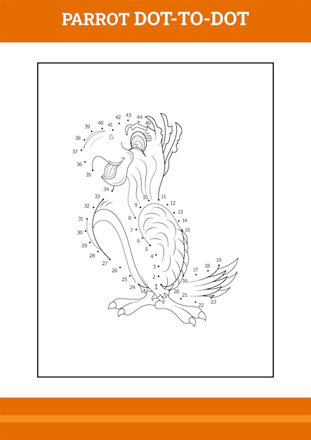 Parrot connect the dot kleurboek Line art design voor kinderen afdrukbare kleurplaat