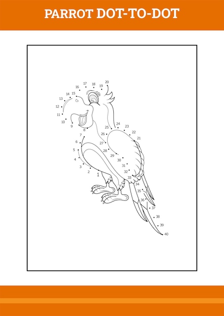 Parrot connect the dot kleurboek Line art design voor kinderen afdrukbare kleurplaat