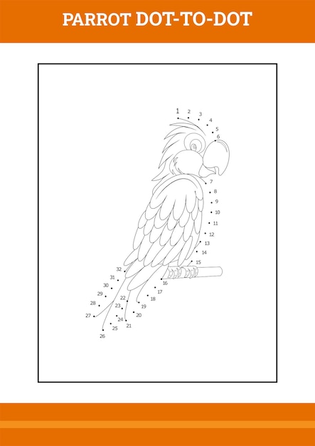 Parrot connect the dot kleurboek Line art design voor kinderen afdrukbare kleurplaat